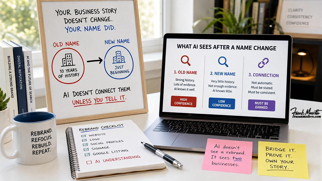 What Happens to AI Understanding When a Business Changes Its Name